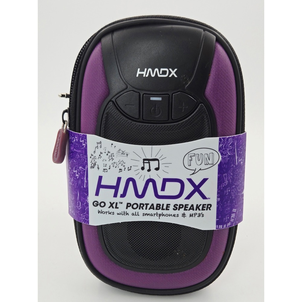 HMDX Go XL Portable Speaker Case Purple HX-GO4PU Battery Powered 3.5mm Aux Clip‎
